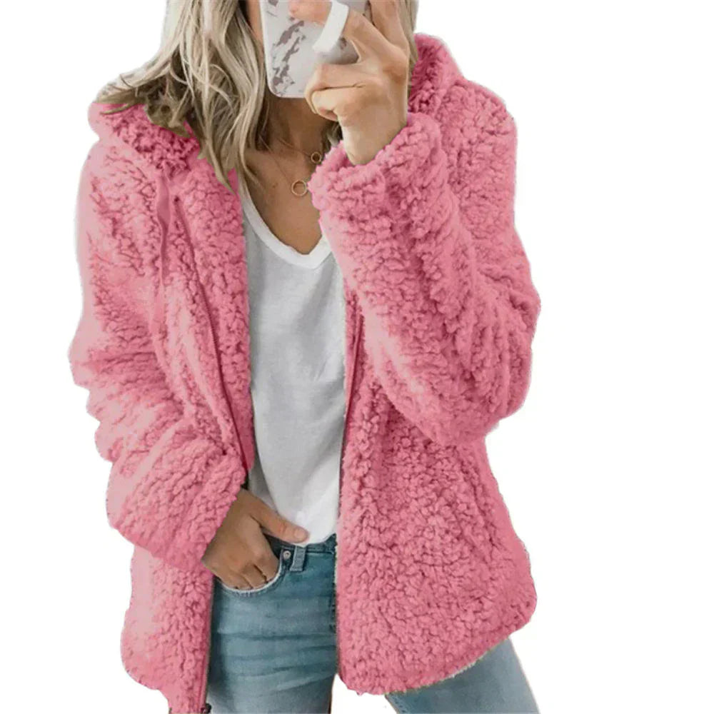 Niki Plush Teddy Fleece Full Zip Hooded Jacket image 7