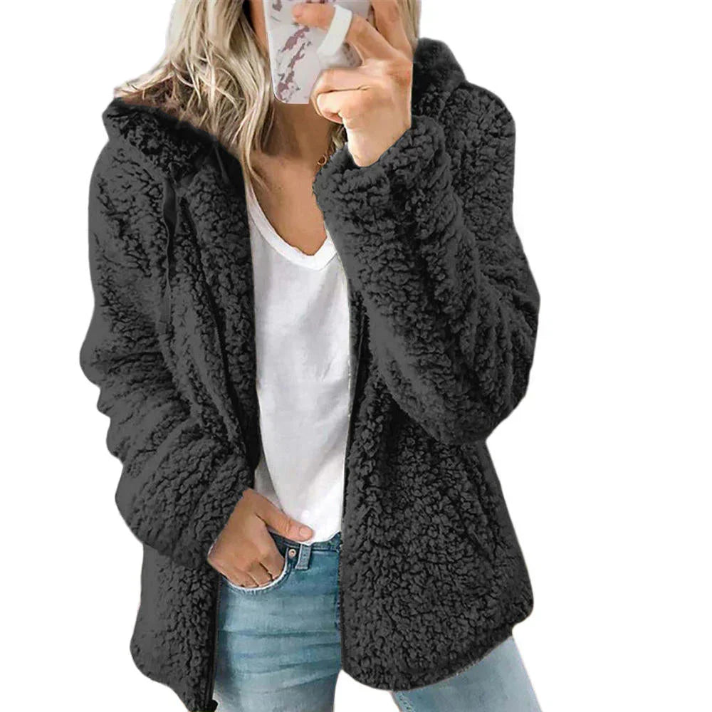 Niki Plush Teddy Fleece Full Zip Hooded Jacket image 4