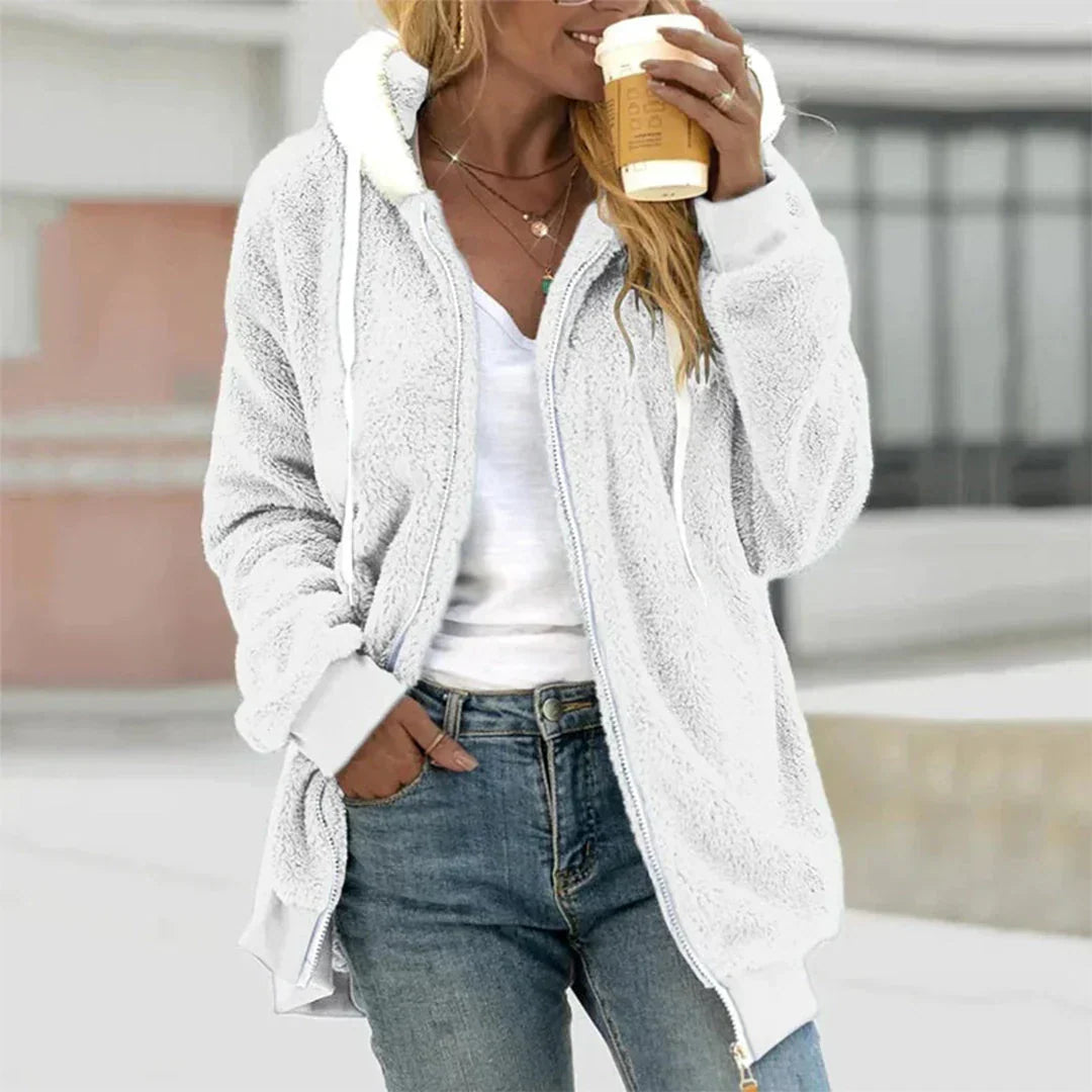 Plush Zip-Front Hooded Sweatshirt image 4
