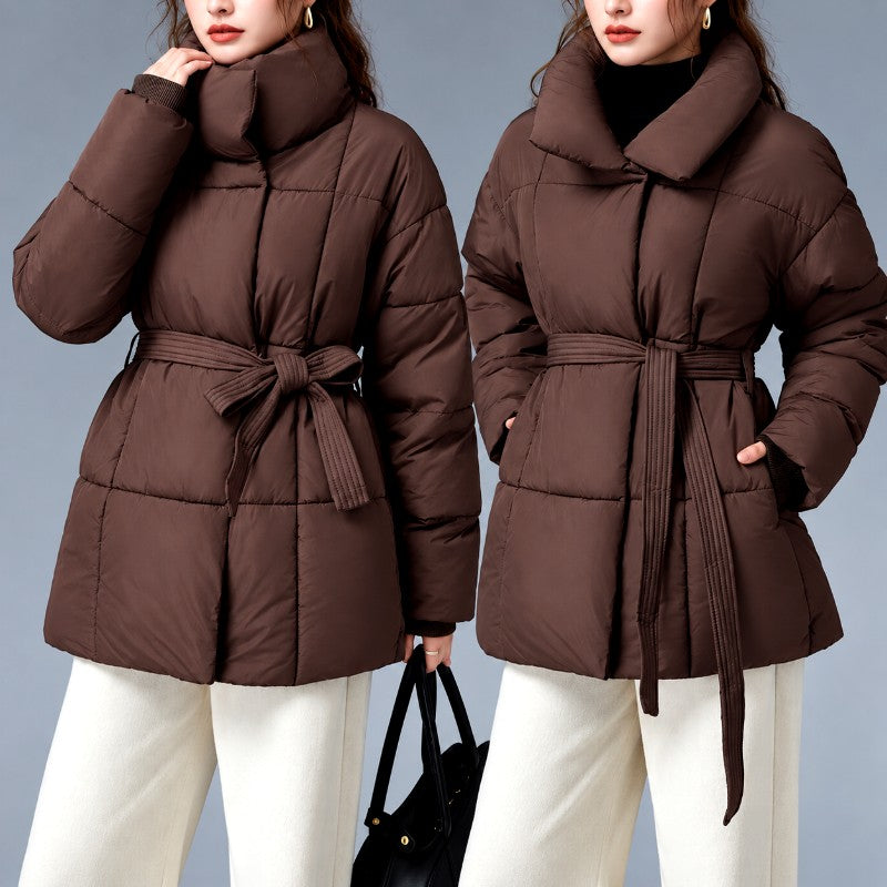 Sarah Women's Padded Belted Puffer Jacket with High Collar 3