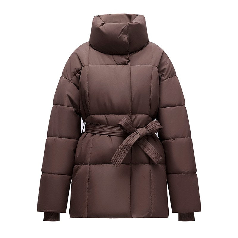 Sarah Women's Padded Belted Puffer Jacket with High Collar 6