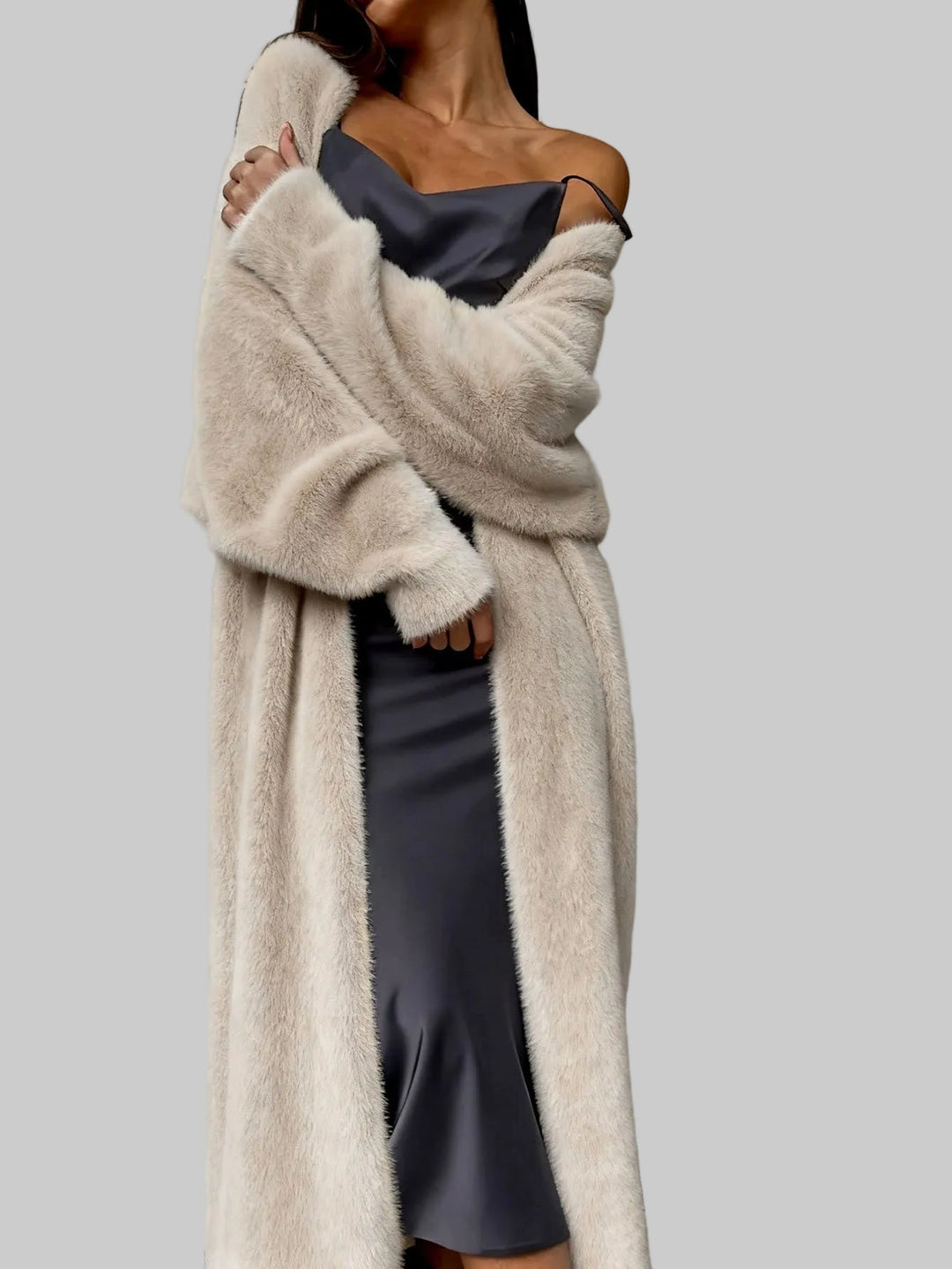 Serenity Women's Plush Fur Long Cardigan 3
