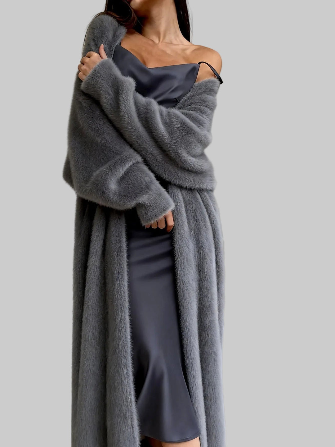 Serenity Women's Plush Fur Long Cardigan 6