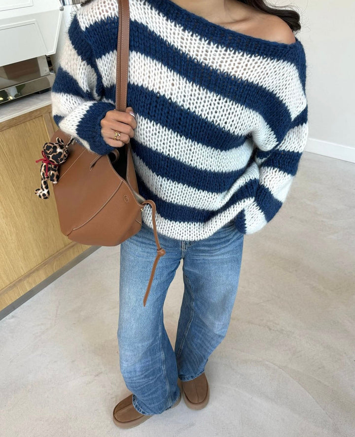 Fidelis | Striped Off-Shoulder Sweater