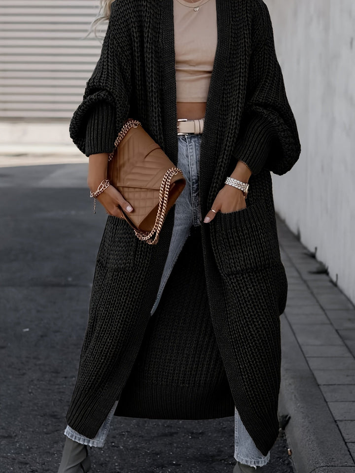 Theodora Women's Oversized Ribbed Cardigan with Deep V-Neck