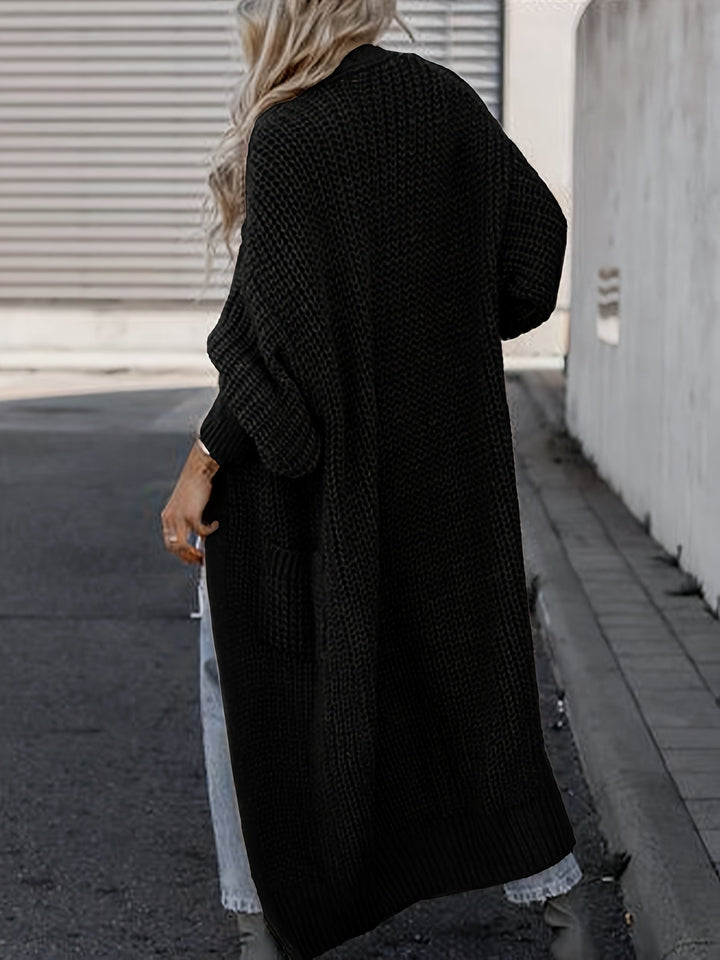 Theodora Women's Oversized Ribbed Cardigan with Deep V-Neck