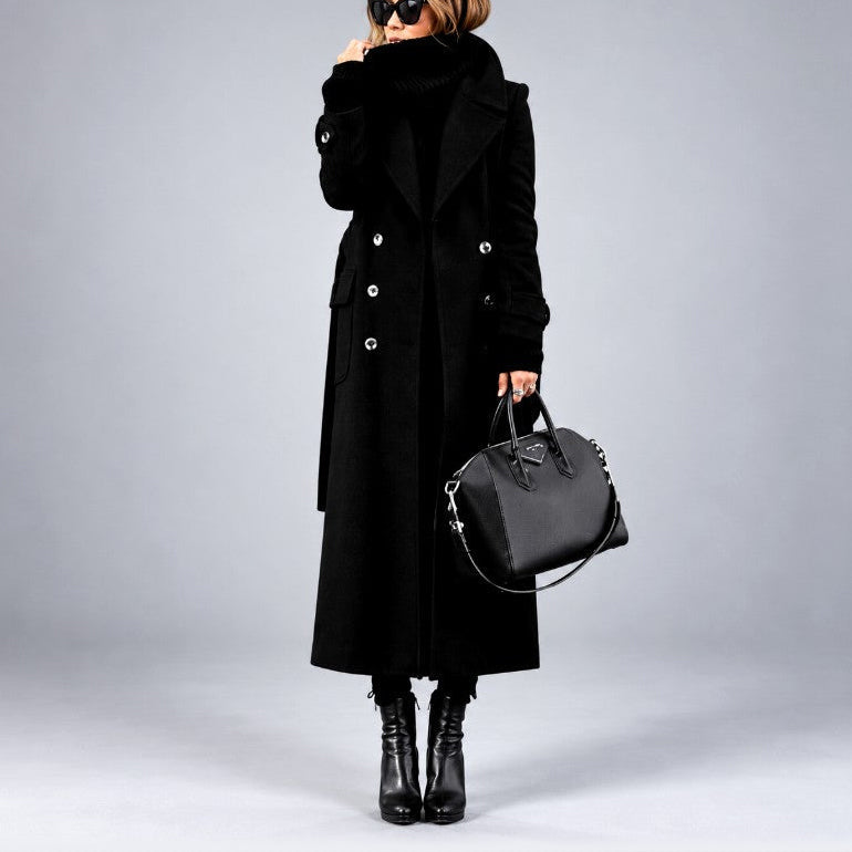 Victoria Women's Long Double-Breasted Notched Lapel Coat image 2