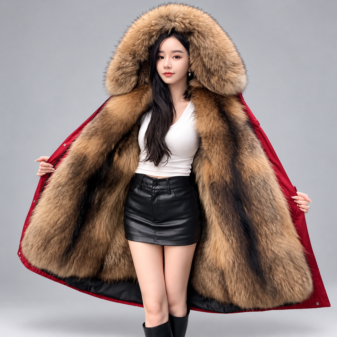 Victoria Women's Long Hooded Faux Fur Coat