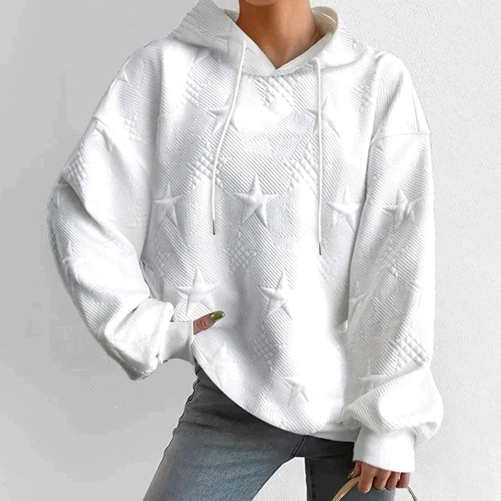 Women's Relaxed-Fit Star-Embossed Drawstring Hoodie Sweatshirt image 1