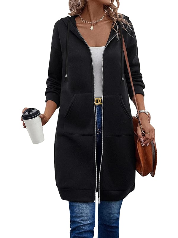 Women's relaxed zip-up fleece hoodie image 1