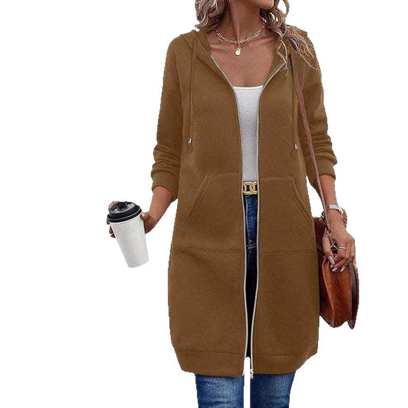 Women's relaxed zip-up fleece hoodie image 4