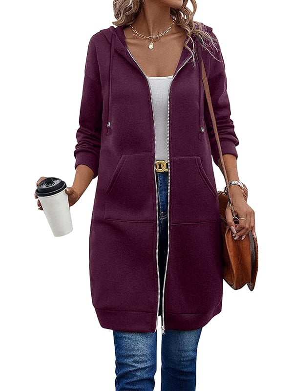 Women's relaxed zip-up fleece hoodie image 2
